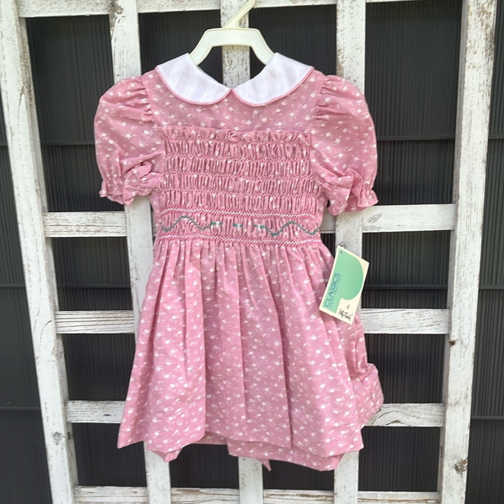 Vintage Pink Polly Flinders Dress Smocked
